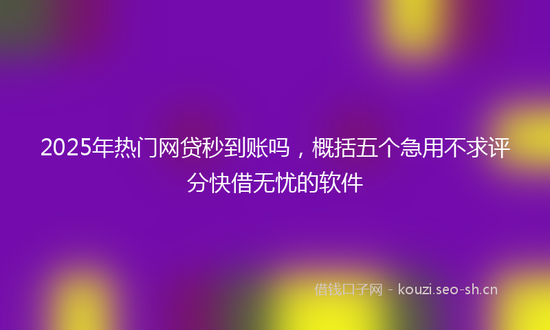 2025年热门网贷秒到账吗，概括五个急用不求评分快借无忧的软件