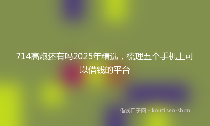 714高炮还有吗2025年精选，梳理五个手机上可以借钱的平台