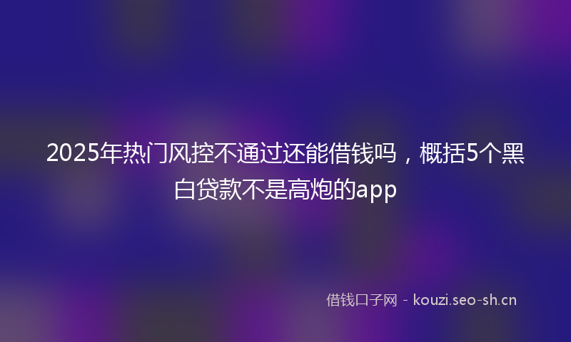 2025年热门风控不通过还能借钱吗，概括5个黑白贷款不是高炮的app