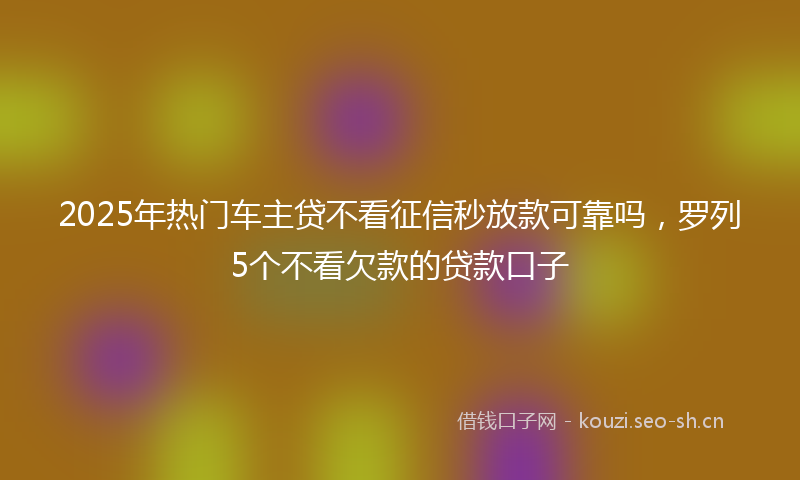 2025年热门车主贷不看征信秒放款可靠吗，罗列5个不看欠款的贷款口子