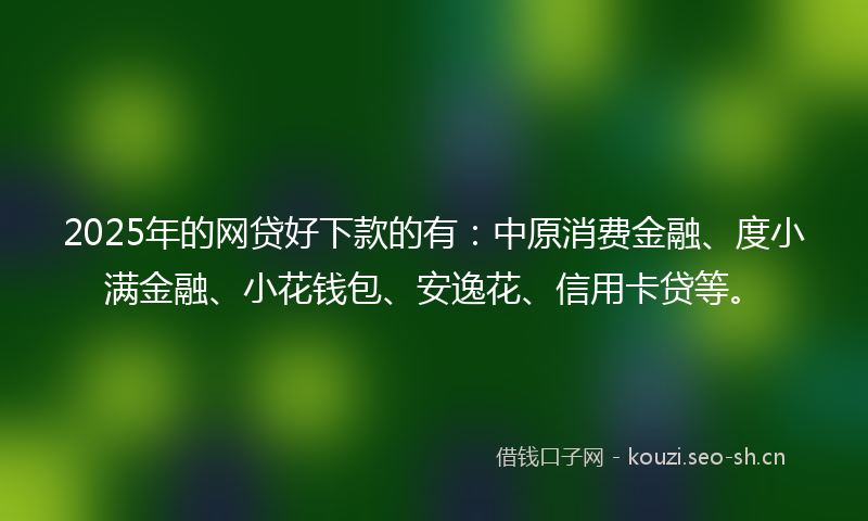 2025年的网贷好下款的有：中原消费金融、度小满金融、小花钱包、安逸花、信用卡贷等。
