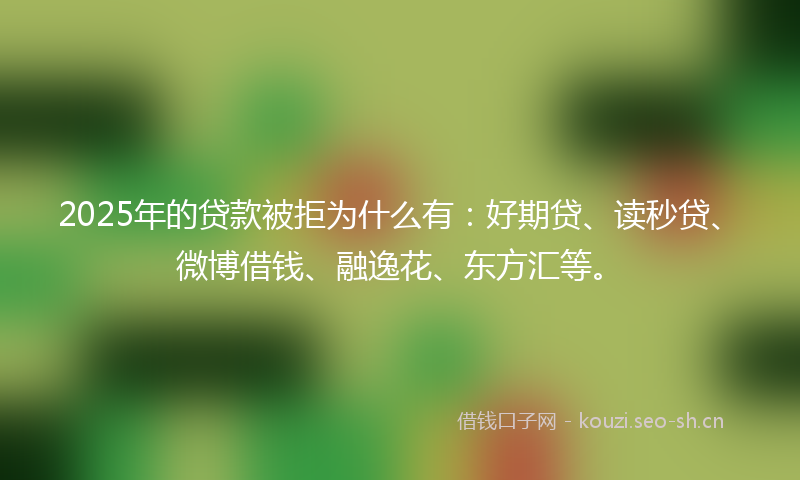 2025年的贷款被拒为什么有：好期贷、读秒贷、微博借钱、融逸花、东方汇等。