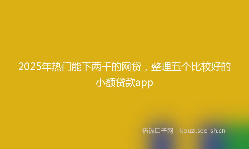 2025年热门能下两千的网贷，整理五个比较好的小额贷款app