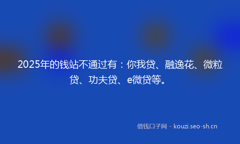 2025年的钱站不通过有:你我贷、融逸花、微粒贷、功夫贷、e微贷等。