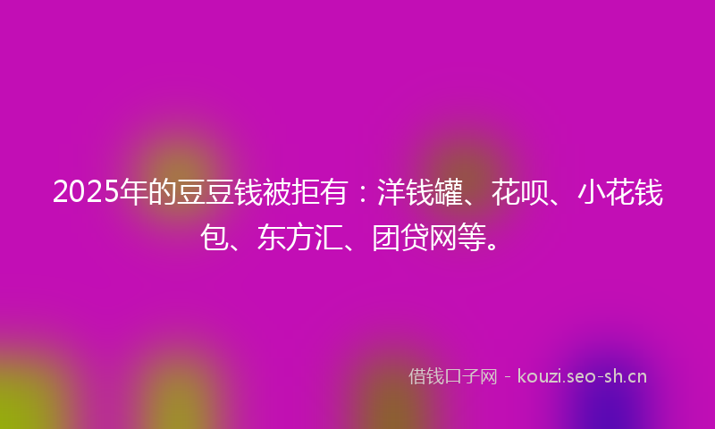 2025年的豆豆钱被拒有：洋钱罐、花呗、小花钱包、东方汇、团贷网等。