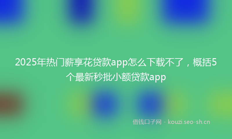 2025年热门薪享花贷款app怎么下载不了，概括5个最新秒批小额贷款app