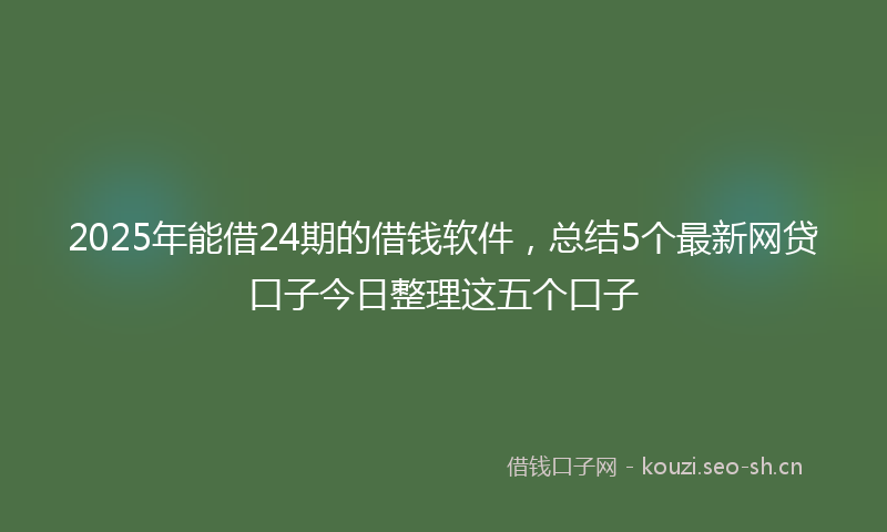 2025年能借24期的借钱软件，总结5个最新网贷口子今日整理这五个口子