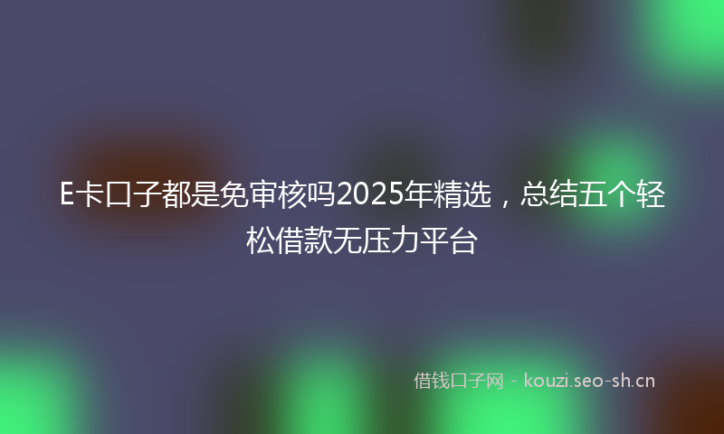 E卡口子都是免审核吗2025年精选,总结五个轻松借款无压力平台