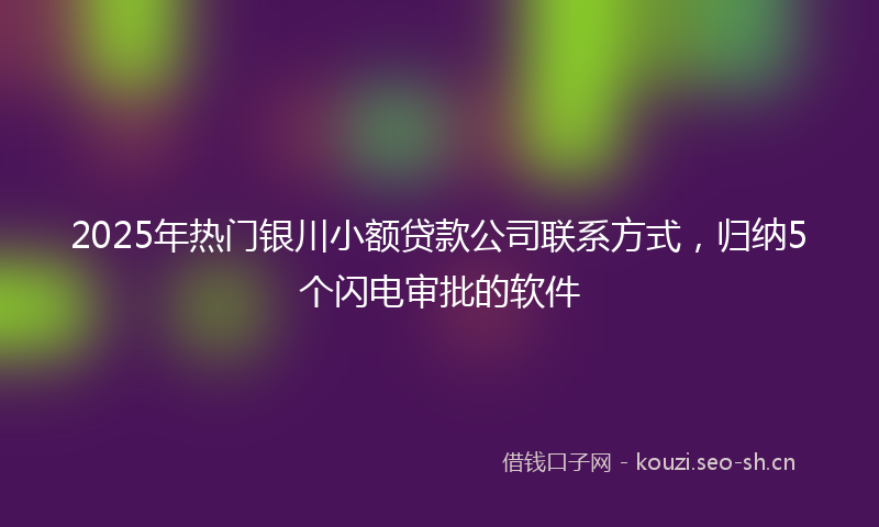 2025年热门银川小额贷款公司联系方式，归纳5个闪电审批的软件