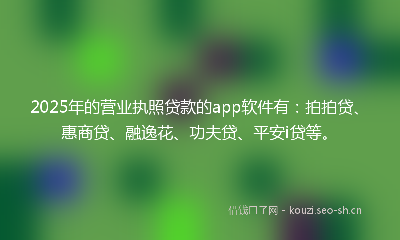 2025年的营业执照贷款的app软件有：拍拍贷、惠商贷、融逸花、功夫贷、平安i贷等。