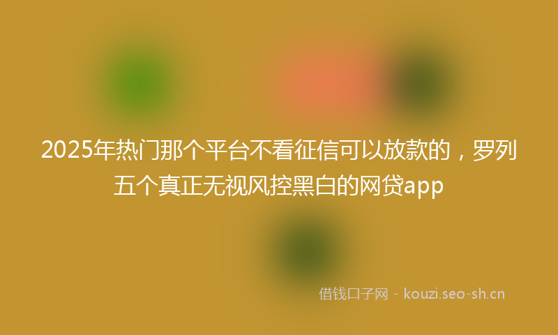 2025年热门那个平台不看征信可以放款的，罗列五个真正无视风控黑白的网贷app
