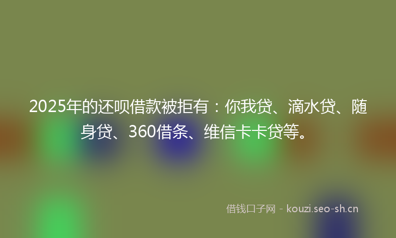2025年的还呗借款被拒有:你我贷、滴水贷、随身贷、360借条、维信卡卡贷等。
