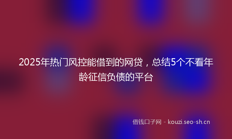 2025年热门风控能借到的网贷，总结5个不看年龄征信负债的平台