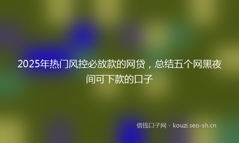 2025年热门风控必放款的网贷，总结五个网黑夜间可下款的口子