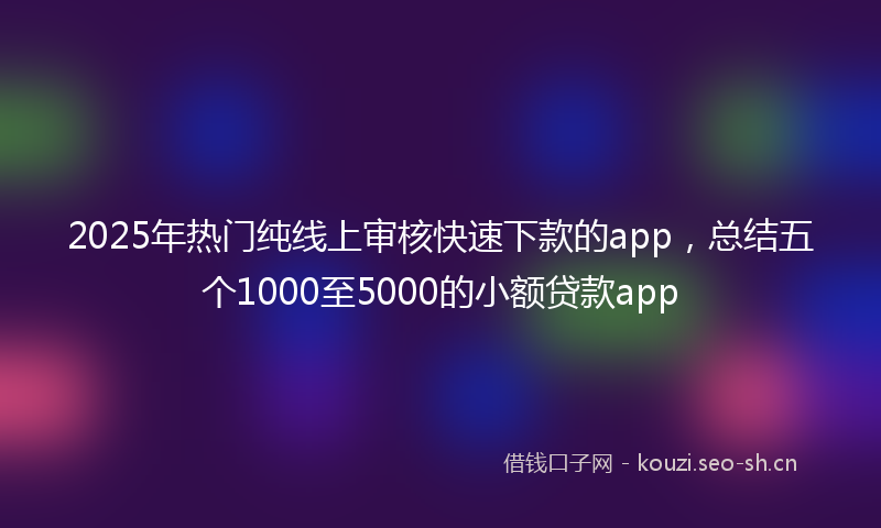 2025年热门纯线上审核快速下款的app，总结五个1000至5000的小额贷款app