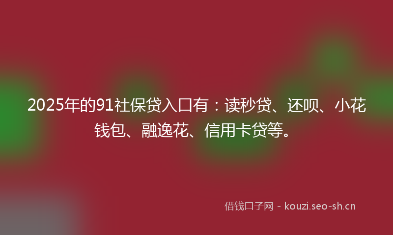 2025年的91社保贷入口有：读秒贷、还呗、小花钱包、融逸花、信用卡贷等。