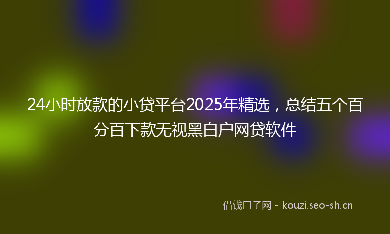 24小时放款的小贷平台2025年精选，总结五个百分百下款无视黑白户网贷软件