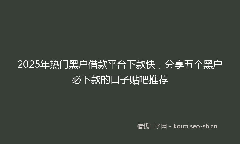2025年热门黑户借款平台下款快，分享五个黑户必下款的口子贴吧推荐