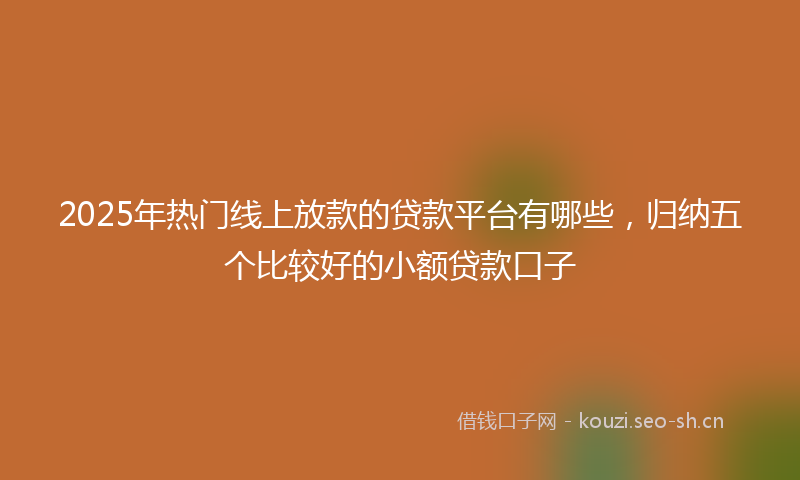 2025年热门线上放款的贷款平台有哪些，归纳五个比较好的小额贷款口子