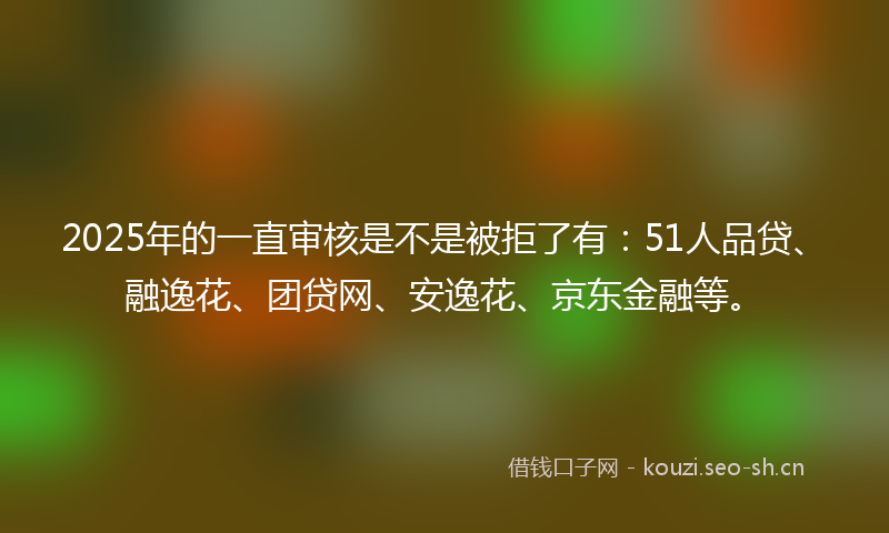 2025年的一直审核是不是被拒了有：51人品贷、融逸花、团贷网、安逸花、京东金融等。
