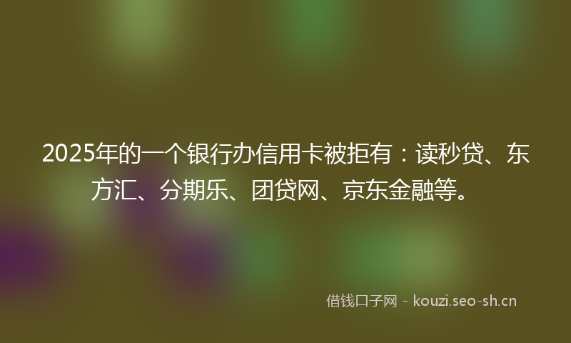 2025年的一个银行办信用卡被拒有:读秒贷、东方汇、分期乐、团贷网、京东金融等。