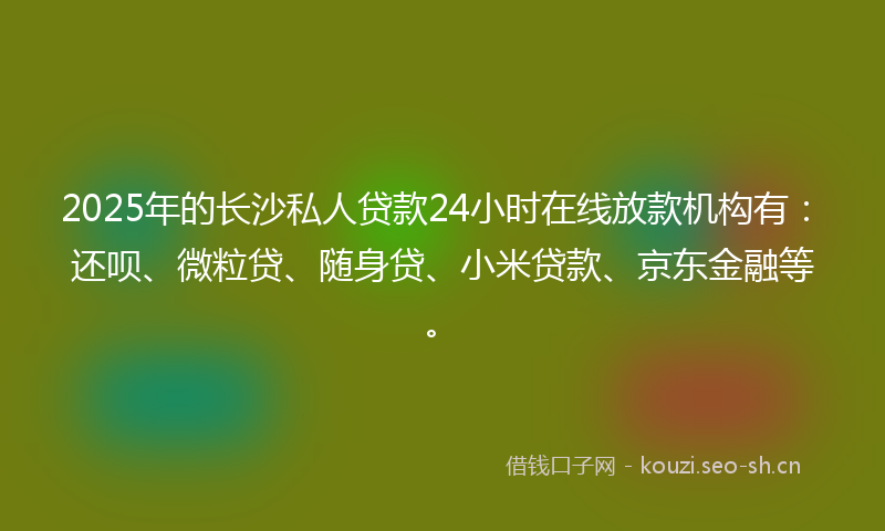2025年的长沙私人贷款24小时在线放款机构有：还呗、微粒贷、随身贷、小米贷款、京东金融等。
