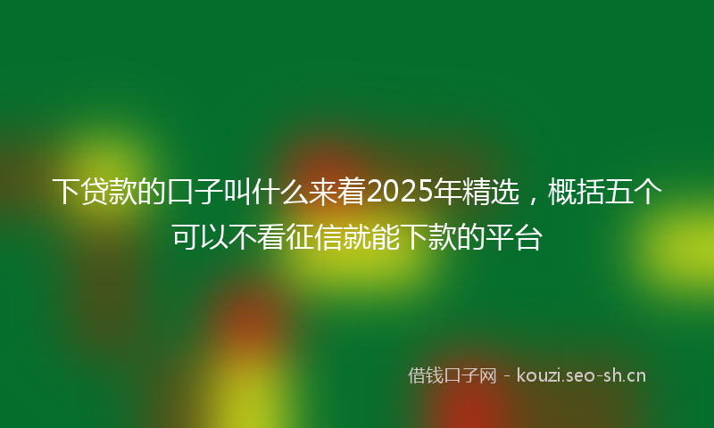 下贷款的口子叫什么来着2025年精选，概括五个可以不看征信就能下款的平台
