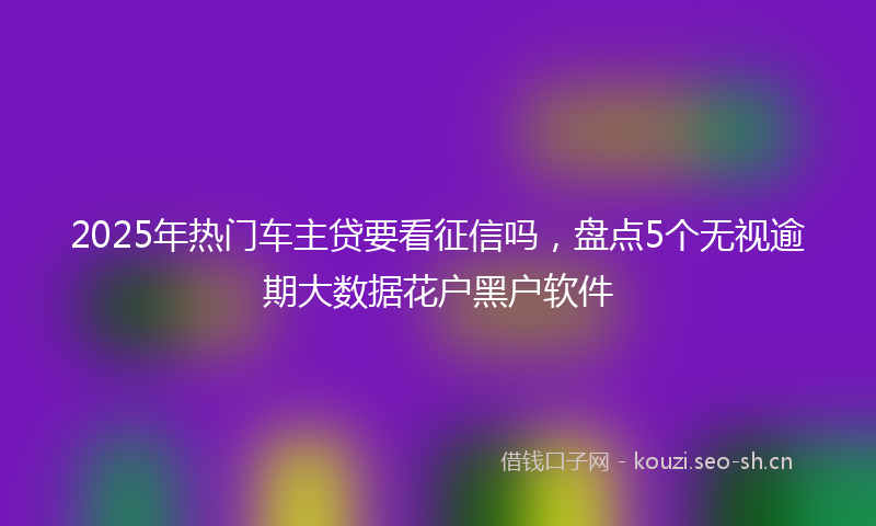 2025年热门车主贷要看征信吗，盘点5个无视逾期大数据花户黑户软件