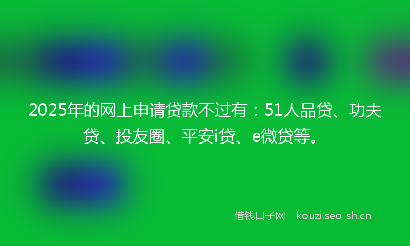 2025年的网上申请贷款不过有：51人品贷、功夫贷、投友圈、平安i贷、e微贷等。
