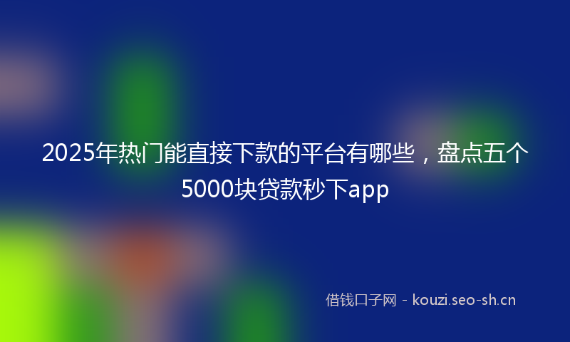 2025年热门能直接下款的平台有哪些，盘点五个5000块贷款秒下app