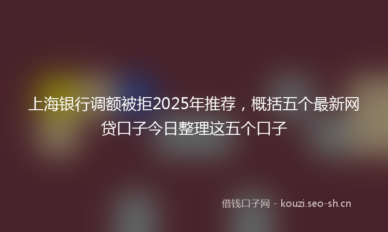 上海银行调额被拒2025年推荐，概括五个最新网贷口子今日整理这五个口子