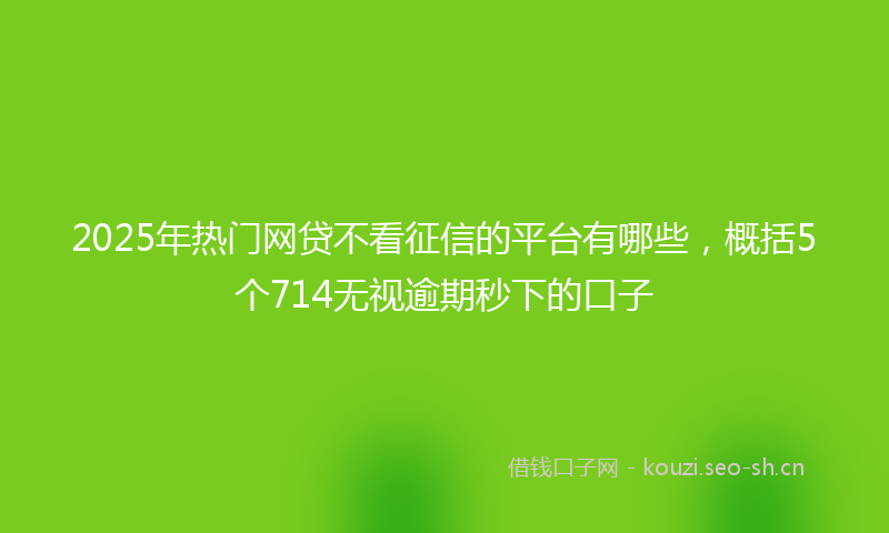 2025年热门网贷不看征信的平台有哪些，概括5个714无视逾期秒下的口子