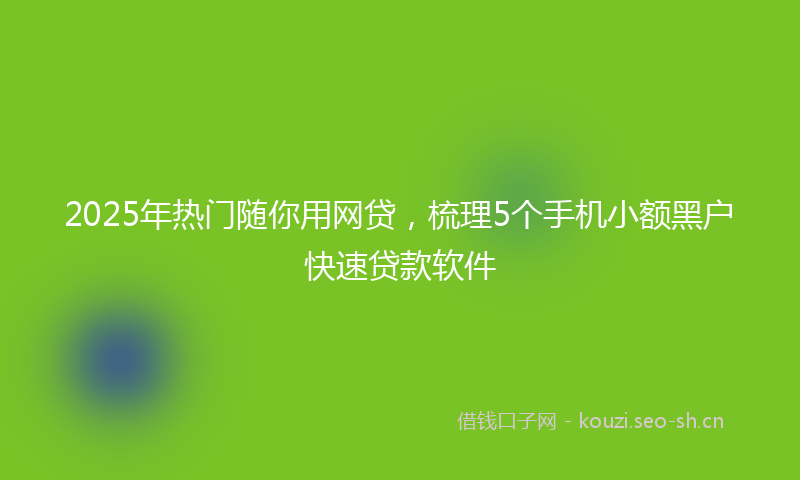 2025年热门随你用网贷，梳理5个手机小额黑户快速贷款软件