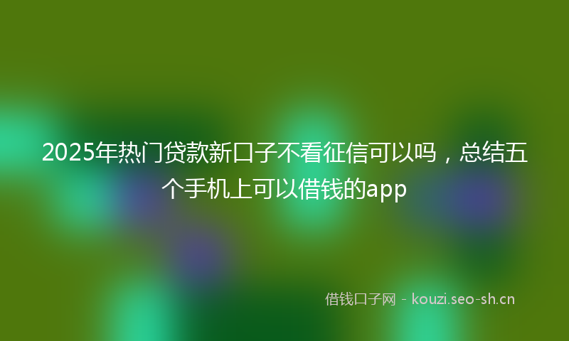 2025年热门贷款新口子不看征信可以吗，总结五个手机上可以借钱的app