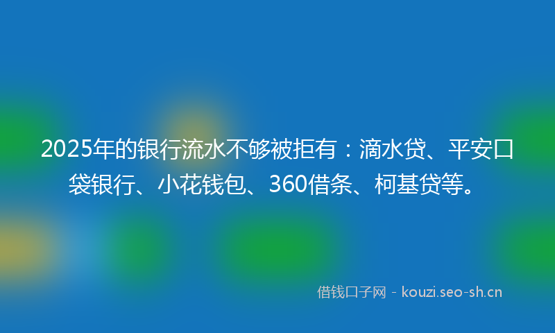 2025年的银行流水不够被拒有:滴水贷、平安口袋银行、小花钱包、360借条、柯基贷等。