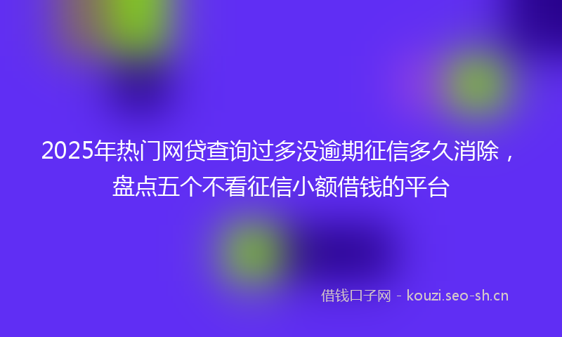 2025年热门网贷查询过多没逾期征信多久消除，盘点五个不看征信小额借钱的平台
