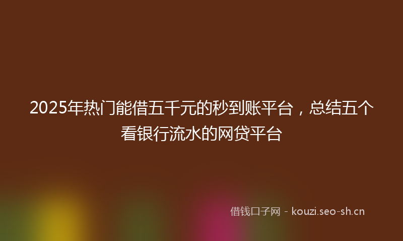 2025年热门能借五千元的秒到账平台,总结五个看银行流水的网贷平台