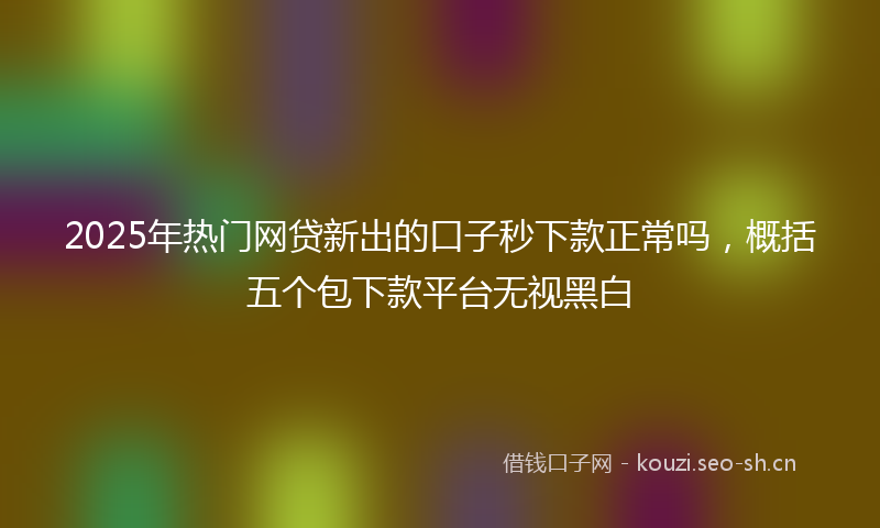 2025年热门网贷新出的口子秒下款正常吗，概括五个包下款平台无视黑白