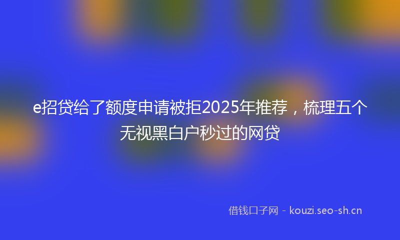e招贷给了额度申请被拒2025年推荐，梳理五个无视黑白户秒过的网贷