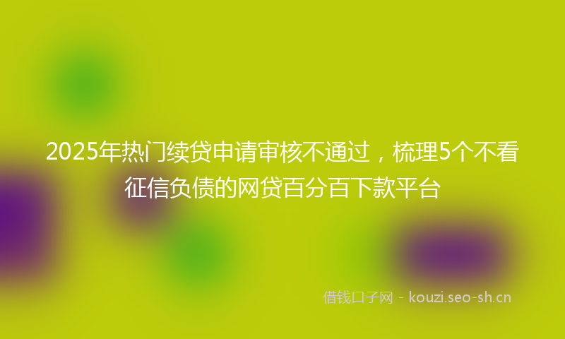 2025年热门续贷申请审核不通过，梳理5个不看征信负债的网贷百分百下款平台