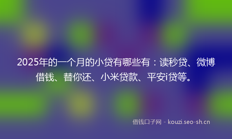 2025年的一个月的小贷有哪些有：读秒贷、微博借钱、替你还、小米贷款、平安i贷等。
