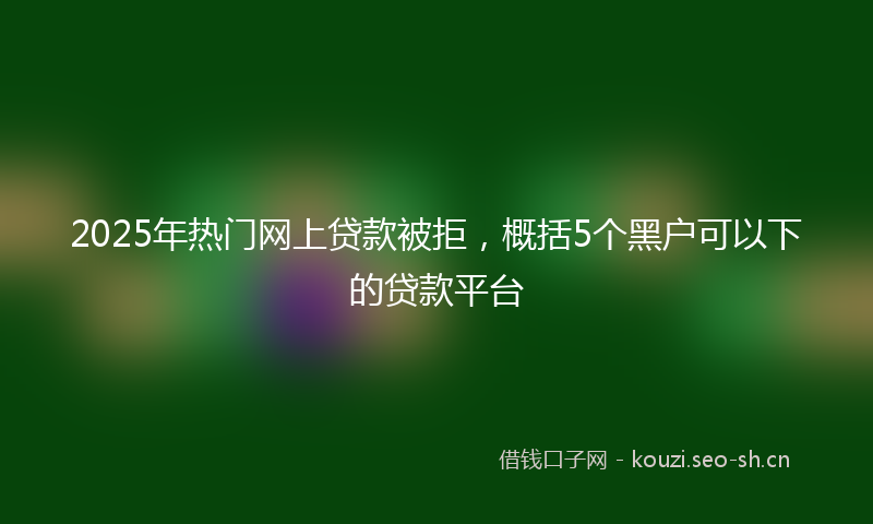 2025年热门网上贷款被拒，概括5个黑户可以下的贷款平台