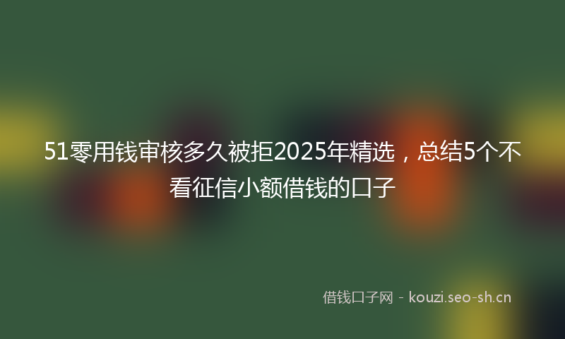 51零用钱审核多久被拒2025年精选，总结5个不看征信小额借钱的口子