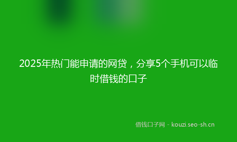2025年热门能申请的网贷，分享5个手机可以临时借钱的口子