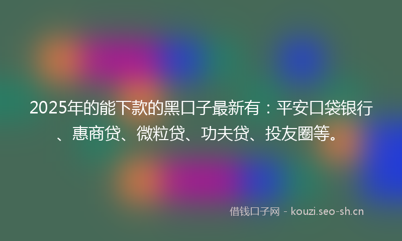 2025年的能下款的黑口子最新有：平安口袋银行、惠商贷、微粒贷、功夫贷、投友圈等。