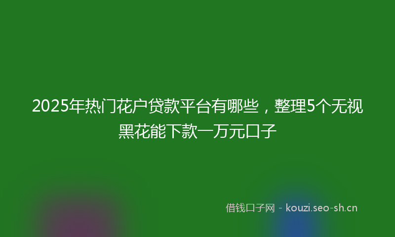 2025年热门花户贷款平台有哪些，整理5个无视黑花能下款一万元口子
