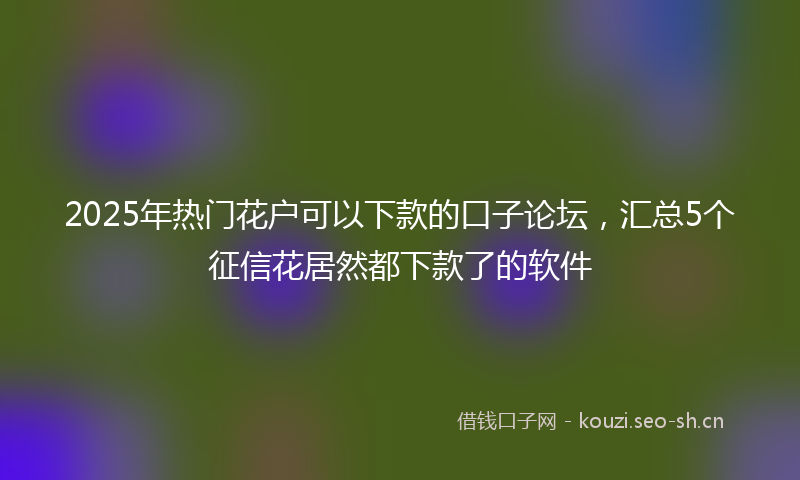 2025年热门花户可以下款的口子论坛，汇总5个征信花居然都下款了的软件