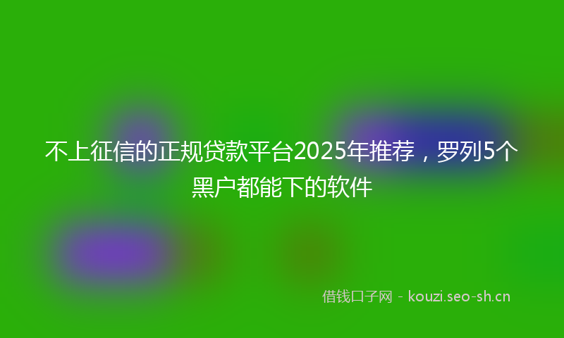 不上征信的正规贷款平台2025年推荐，罗列5个黑户都能下的软件
