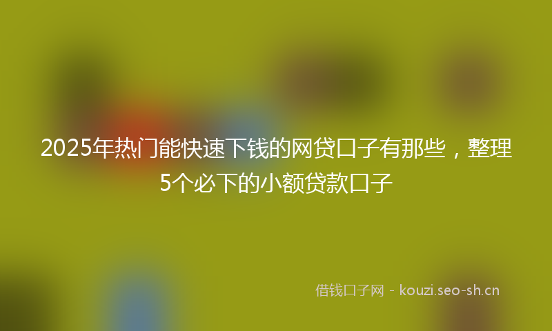 2025年热门能快速下钱的网贷口子有那些，整理5个必下的小额贷款口子