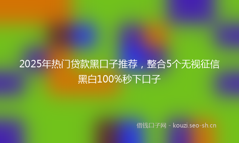 2025年热门贷款黑口子推荐，整合5个无视征信黑白100%秒下口子